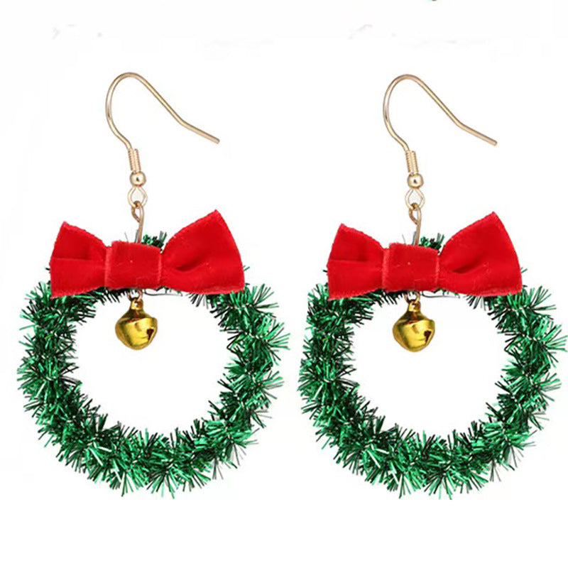 Wholesale Fashion Christmas Cute Cartoon Christmas Tree Bell Light Bulb Snowflake Alloy Earrings